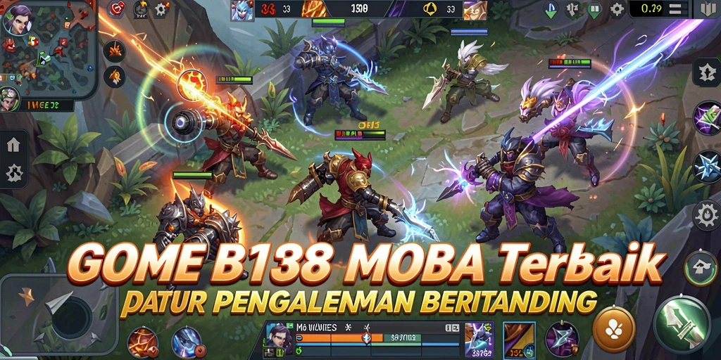 Tampilan aksi seru dalam gameplay BOS138 MOBA.