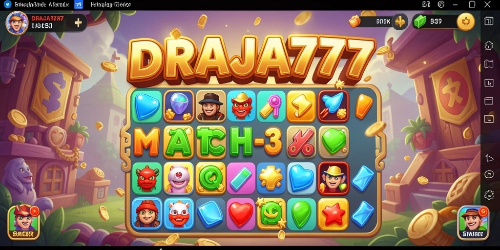 Tampilan gameplay seru dari DRAJA777 dengan tantangan Match-3.
