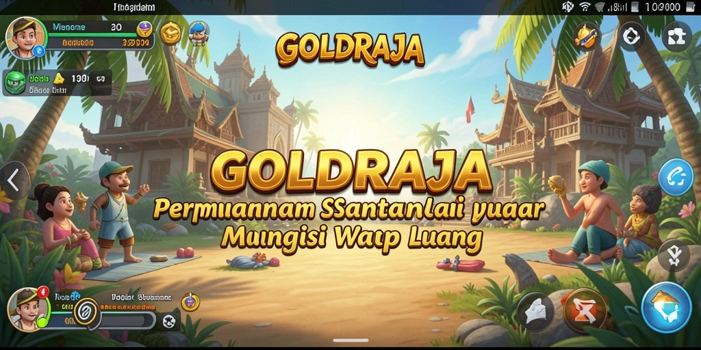 Tangkapan layar gameplay GOLDRAJA dengan suasana ceria dan menyenangkan.