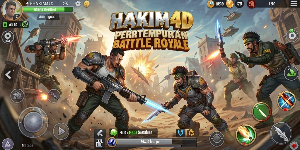 Gameplay seru HAKIM4D dalam pertempuran Battle Royale.
