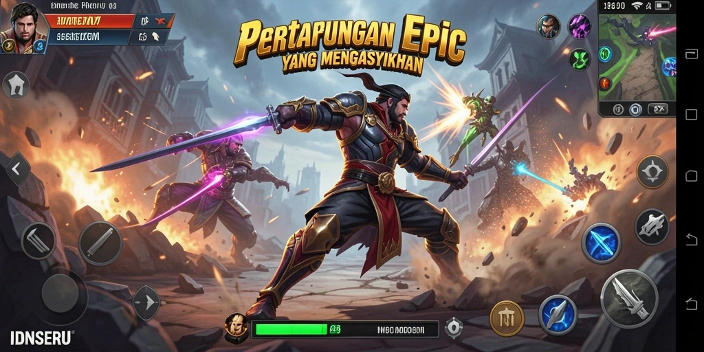 Tampilan seru gameplay pertarungan di IDNSERU yang mendebarkan.
