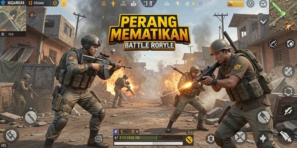 Screenshot KAGANDAN menampilkan aksi seru di medan perang Battle Royale.