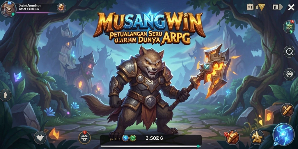 Tampilan menarik dari gameplay <strong>MUSANGWIN</strong> saat bertarung melawan monster.