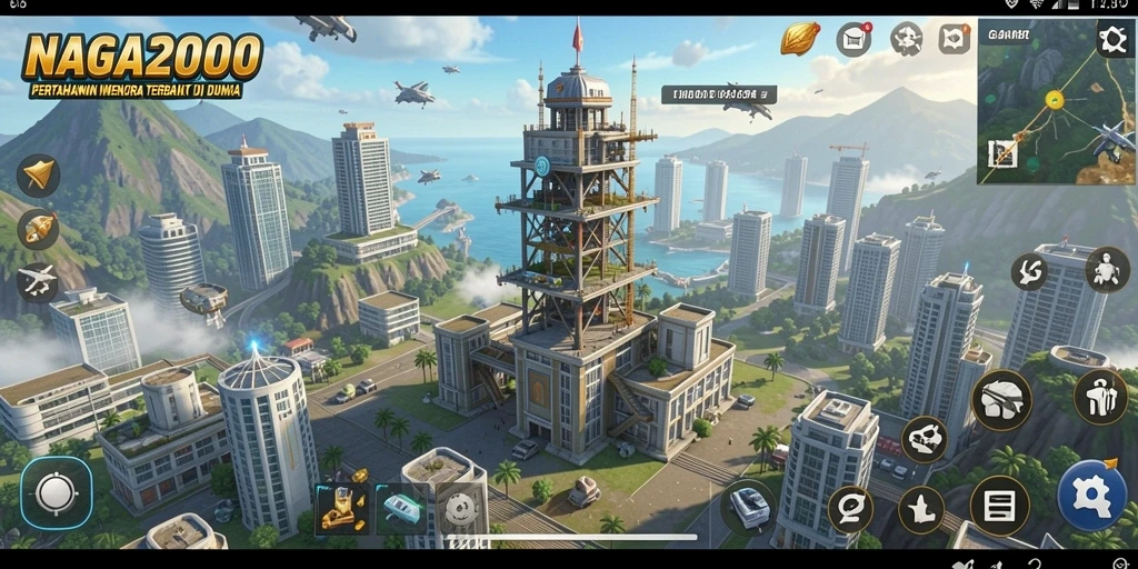 Tampilan epic dari gameplay Tower Defense dalam NAGA2000.