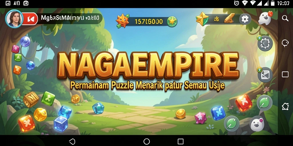 Tangkapan layar utama NAGAEMPIRE menampilkan tantangan puzzle yang seru.