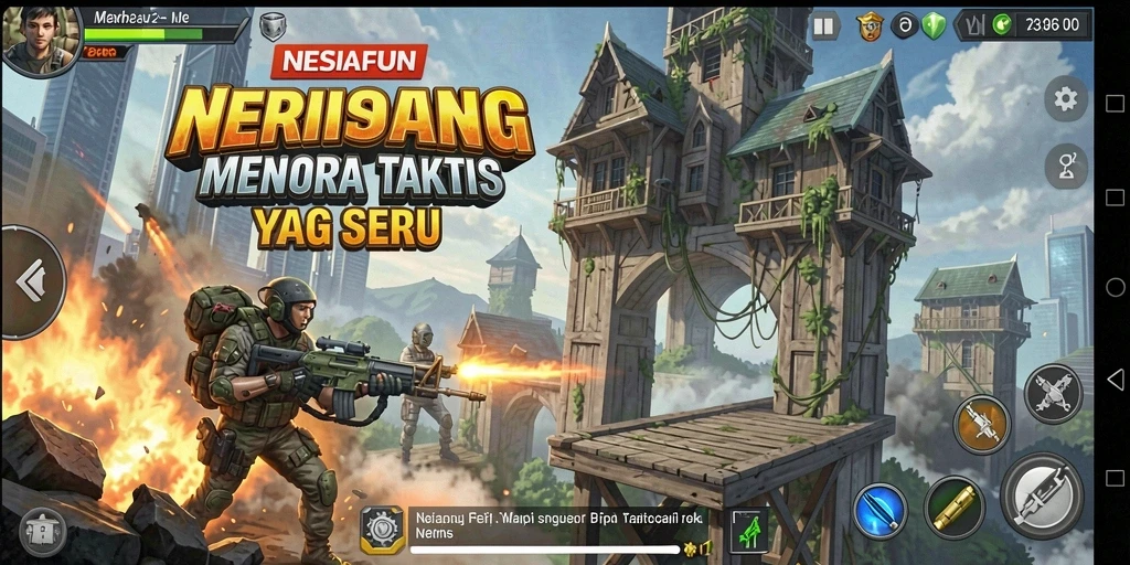Tangkapan layar menunjukkan aksi seru gameplay Tower Defense.