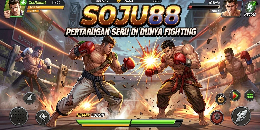 Tampilan seru pertarungan dalam SOJU88 dengan karakter bertarung.