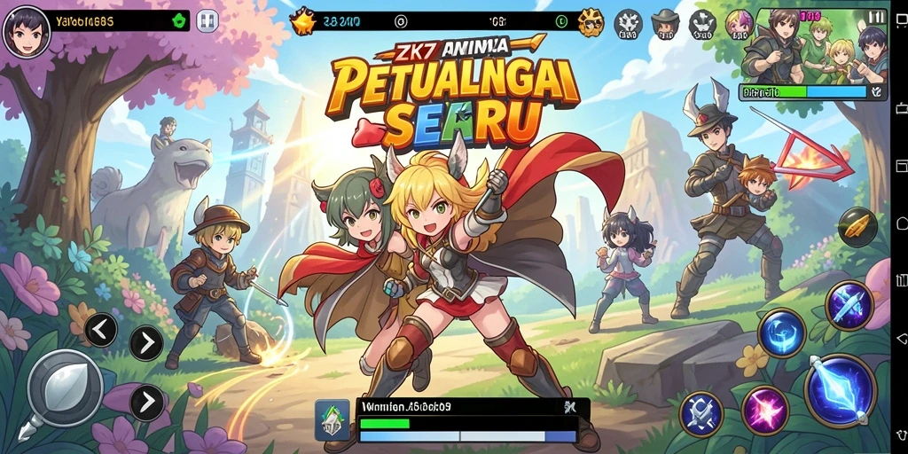 Screenshot gameplay ZK7 menampilkan pertarungan karakter Anime yang mendebarkan.